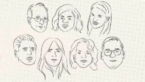 7 outlined illustrations of gun owners, parents, and doctors